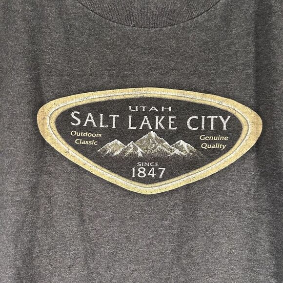 Salt Lake City Utah Shirt Unisex Large Grey Graphic Print Short Sleeve Cotton Bl - Picture 4 of 9